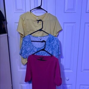 Vibrant Women's Short Sleeve Tops - Yellow, Blue, Pink